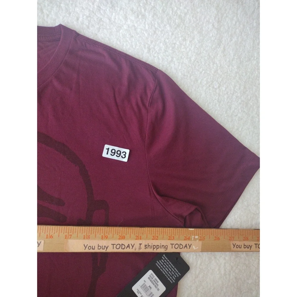 True Religion T Shirt Men's XXL Burgundy Tee‎ Buddha Face Graphic Short Sleeve